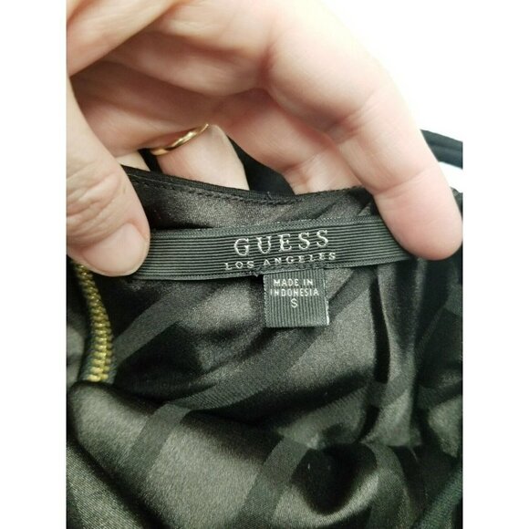 guess jumpsuit women Black Small tight bodycon form fitting sleeveless gold zip‎ - Picture 13 of 16